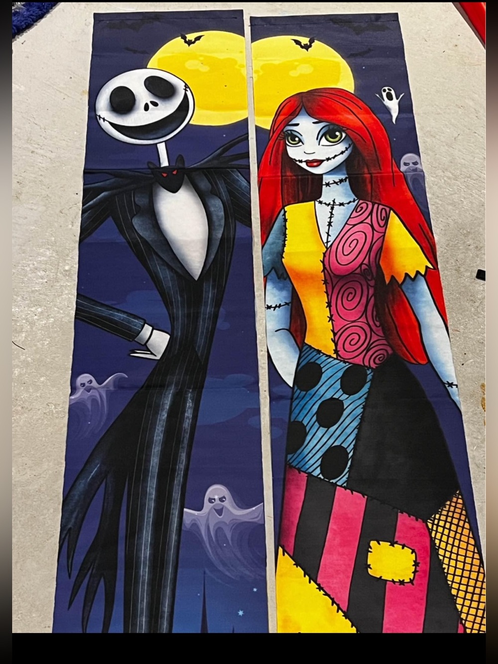 Nightmare before Christmas jack skellington and sally hanging banners